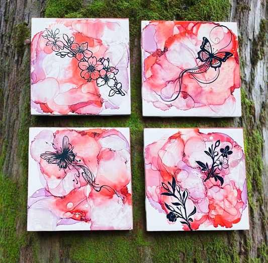 Butterfly Floral Table Art